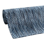 Solid Outdoor Rug For Patio Or Balcony Weatherproof In Mottled Blue, Size: 5'3' X 7'3'