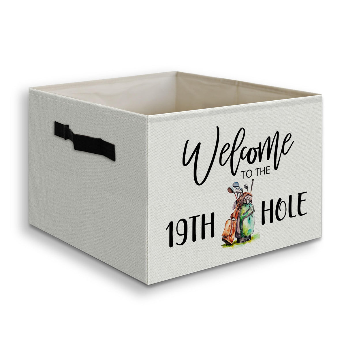 JUIOEIU Funny Golf Sports Foldable Storage Bins Box with Handles, Golf Lover Gifts, Welcome to the 19th Hole Sports Collapsible 