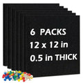 Dollar Boss Felt Cork Board Tiles, 6 Packs 12 ' X 12 ' 1/2 ' Thick Cork Bulletin Board Self Adhesive Acoustic Panels Soundpro
