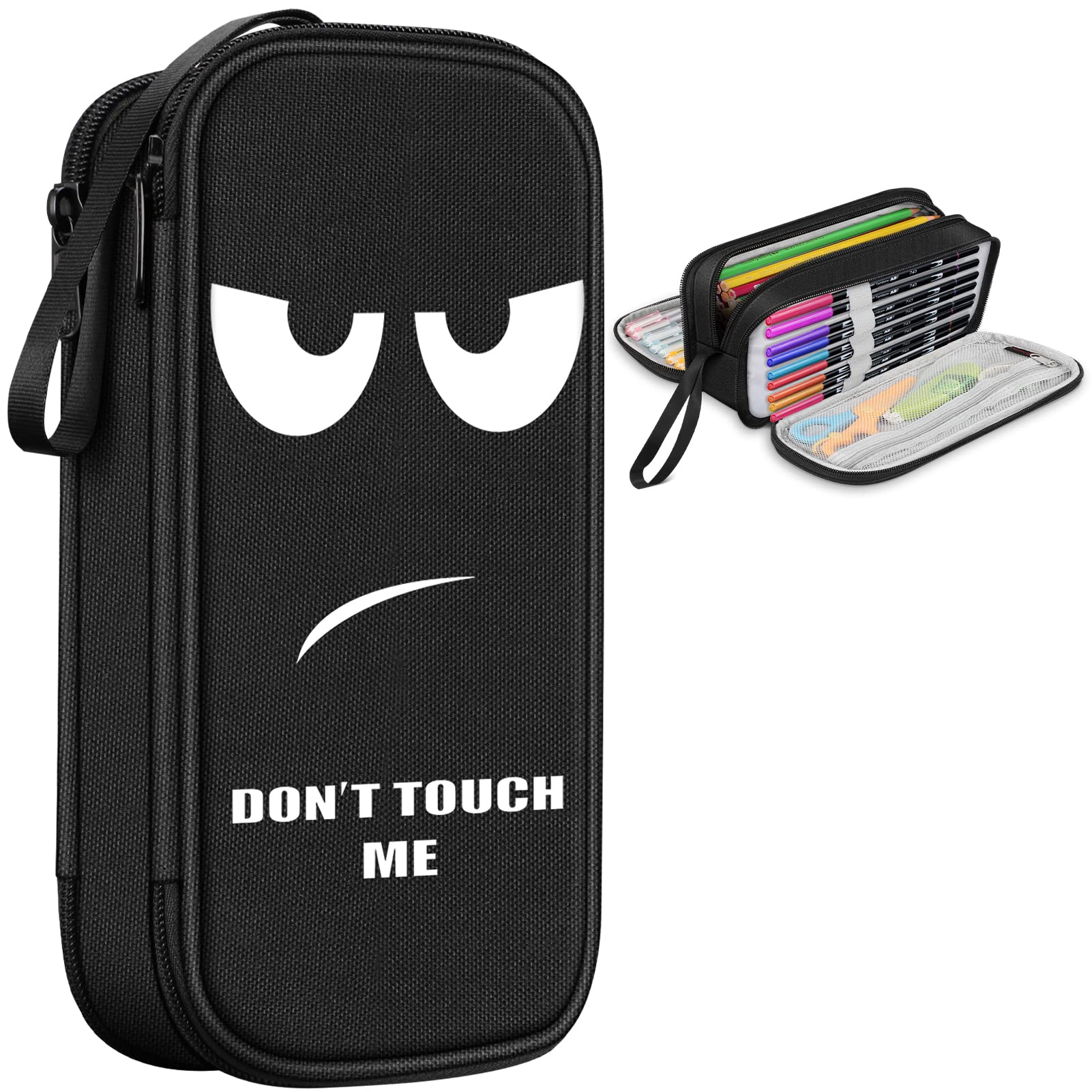 Finpac Pencil Case, Large Capacity Three-Layer Pencil Box, Pen Pouch Stationery Storage Organizer, Office Stationery Supply For