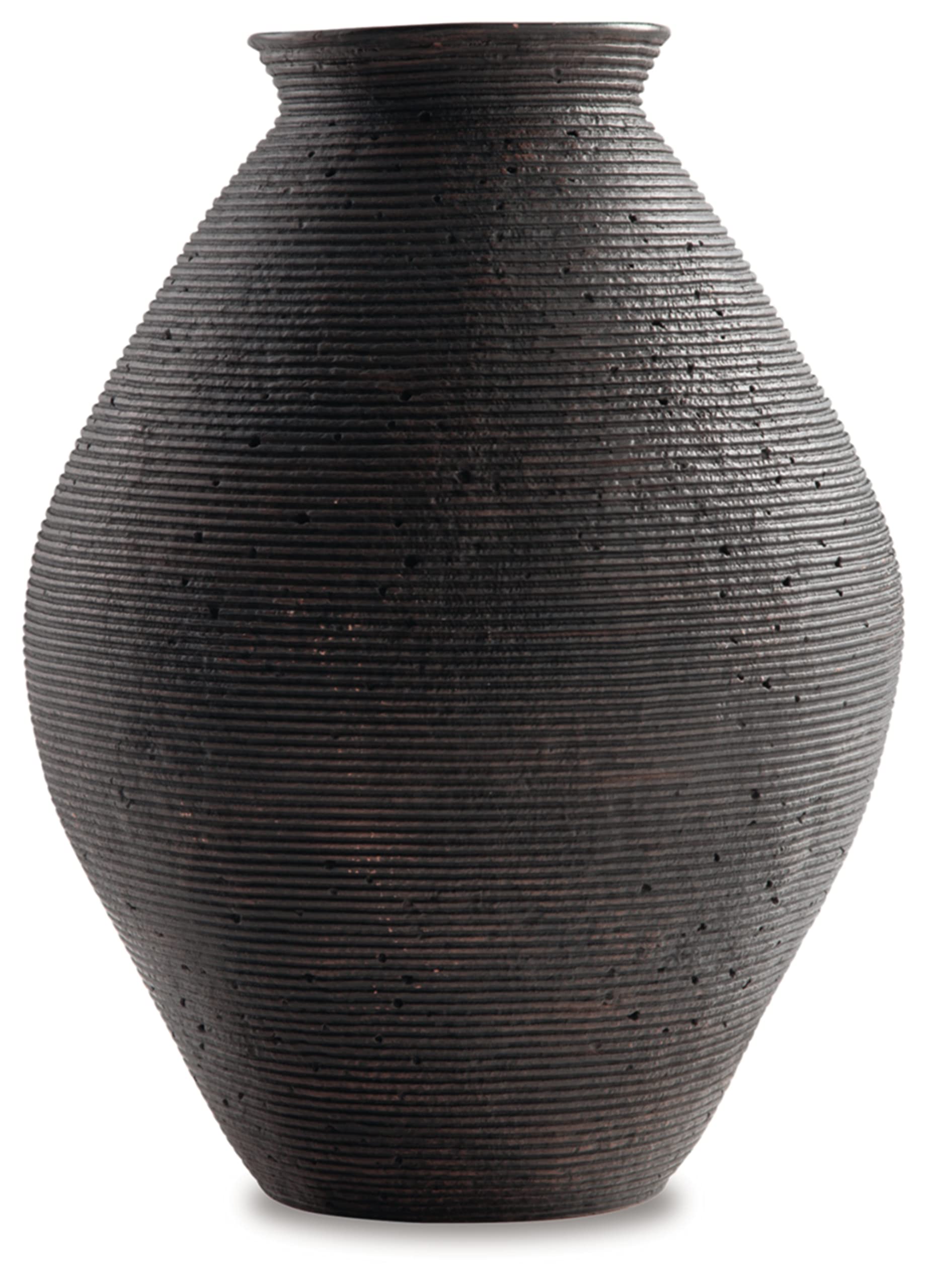 Signature Design by Ashley Hannela 17 Modern Distressed Polyresin Vase, Antique Brown