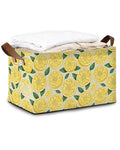 Oeaskly Lemon Fabric Storage Bins with Handles, Oxford Storage Basket for Closet Organization, Foldable Shelf Organizer for Bedr