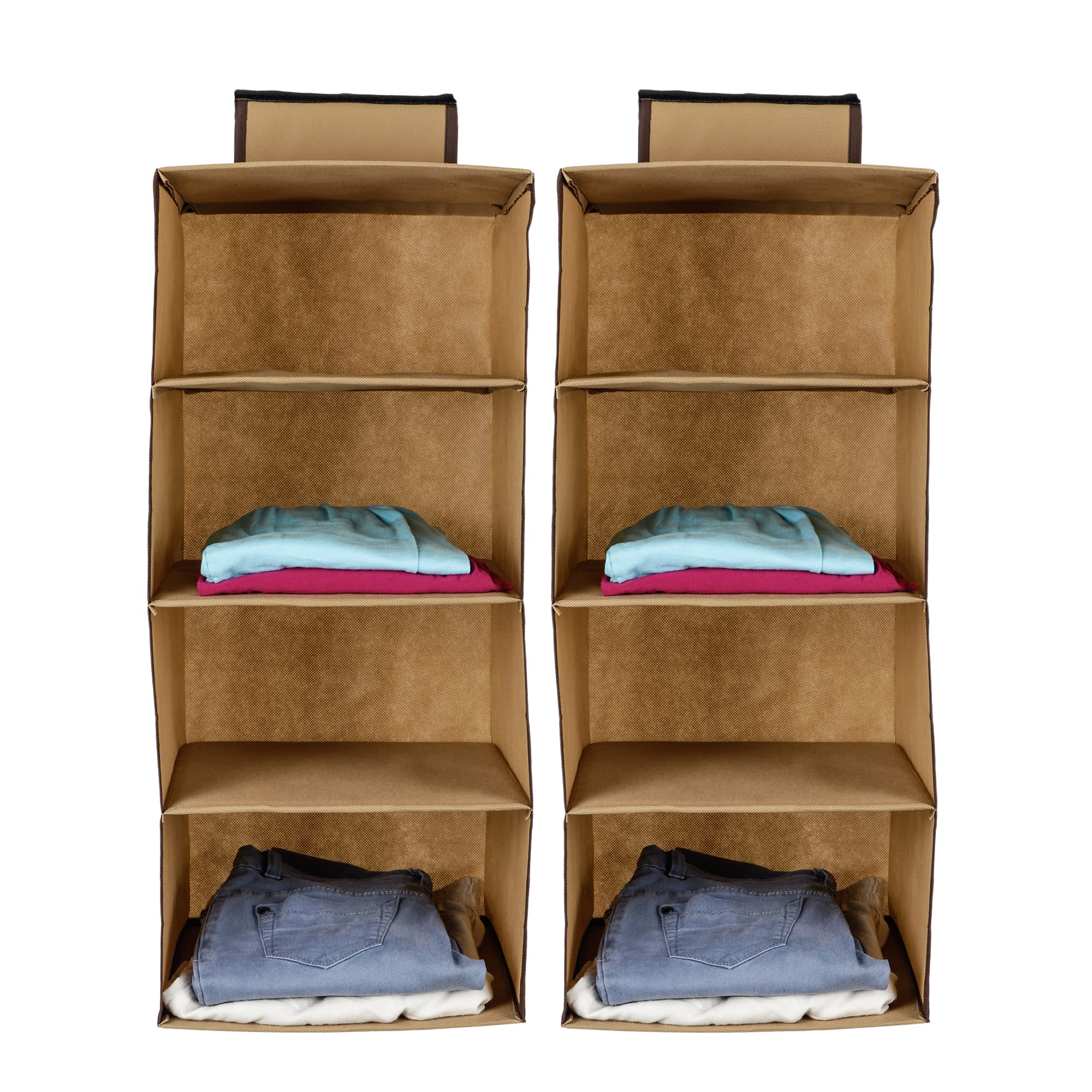 Shrey Creation NonWoven Hanging Cloth Organizer/Wardrobe Shelf Organizer/Clothes Storage Wardrobe Organiser For Almirah.(Beige)
