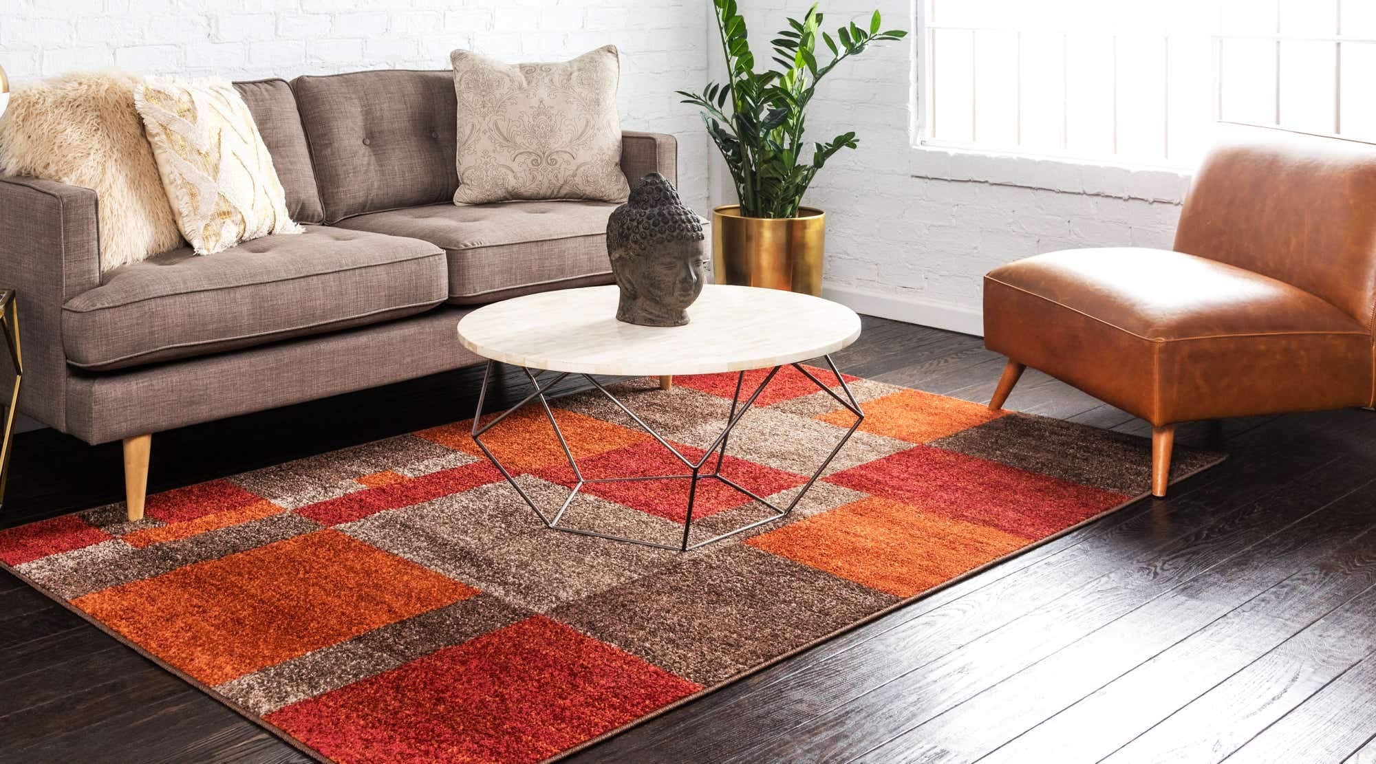 Unique Loom Autumn Collection Modern Contemporary Casual Abstract Area Rug, 5' 3'' X 8', Multi/Dark Brown