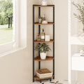 Hzuaneri Corner Shelf Stand, Corner Bookshelf, Storage Standing Shelf Unit With Metal Frame, Plant Stand, Corner Bookcase For Living Room, Home Office, Bedroom, 5-Tier Rustic Brown Cs05901B