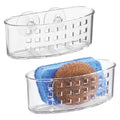 iDesign Suction Sponge Holder for Kitchen Sink, Also Holds a Scrubber, Set of 2, Clear, Made in USA