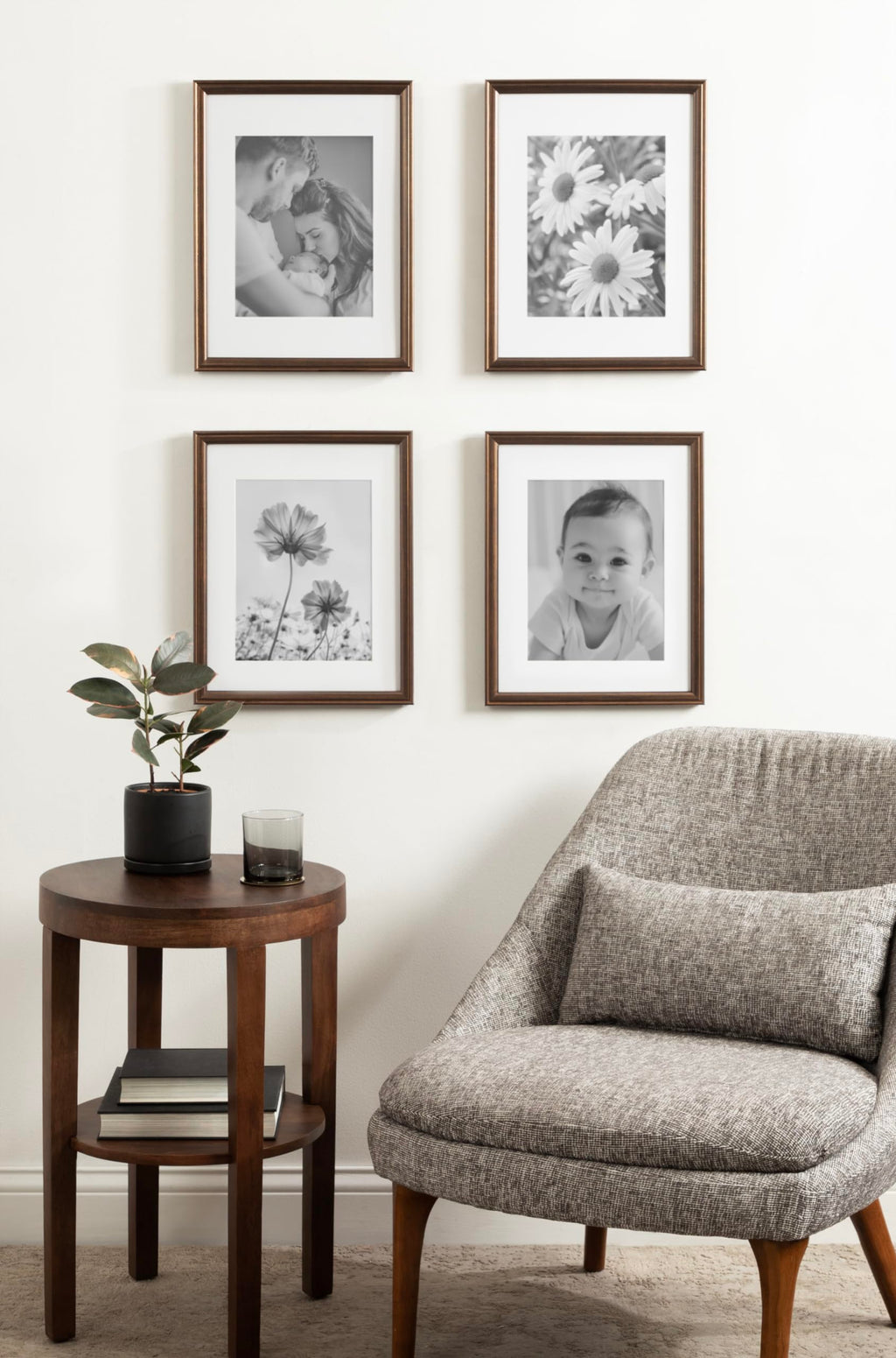 Kate And Laurel Adlynn Rectangle Picture Frame Set Of 4, 11 X 14 Matted To 8 X 10, Bronze, Vintage Four-Piece Frame Set For Gall