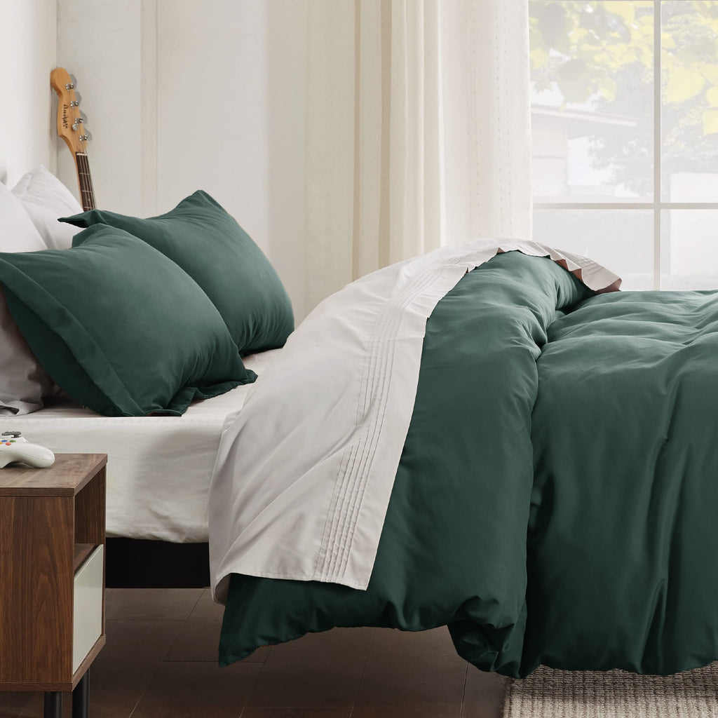 Bedsure Forest Green Duvet Cover Full Size - Soft Double Brushed Duvet Cover For Kids With Zipper Closure, 3 Pieces, Includes 1