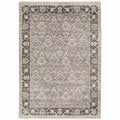 HomeRoots 509432 6 x 9 ft. Gray & Blue Oriental Power Loom Stain Resistant Rectangle Area Rug with Fringe