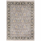 HomeRoots 509432 6 x 9 ft. Gray & Blue Oriental Power Loom Stain Resistant Rectangle Area Rug with Fringe