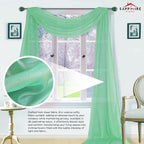 Sapphire Home Window Scarf Valance Curtains - Extra Long Sheer Valances For Windows - Voile Swag Curtains For Living Room, Kitch