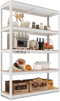 HOMEDANT House Z-Beam White 48'' Wide Heavy Duty Garage Storage Shelving Adjustable 5-Tier Metal Shelves Laminated Organization 
