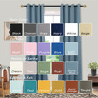 Mrs.Naturall 52X84 Inches Long Stone Blue Curtains For Living Room 2 Panels Blackout Room Darkening Curtains
