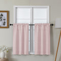 Lecloud Bessie Blush Pink Kitchen Curtains 36 Inch Length 2 Panels Set, Faux Linen Textured Curtain Tiers, Light-Filtering Windo