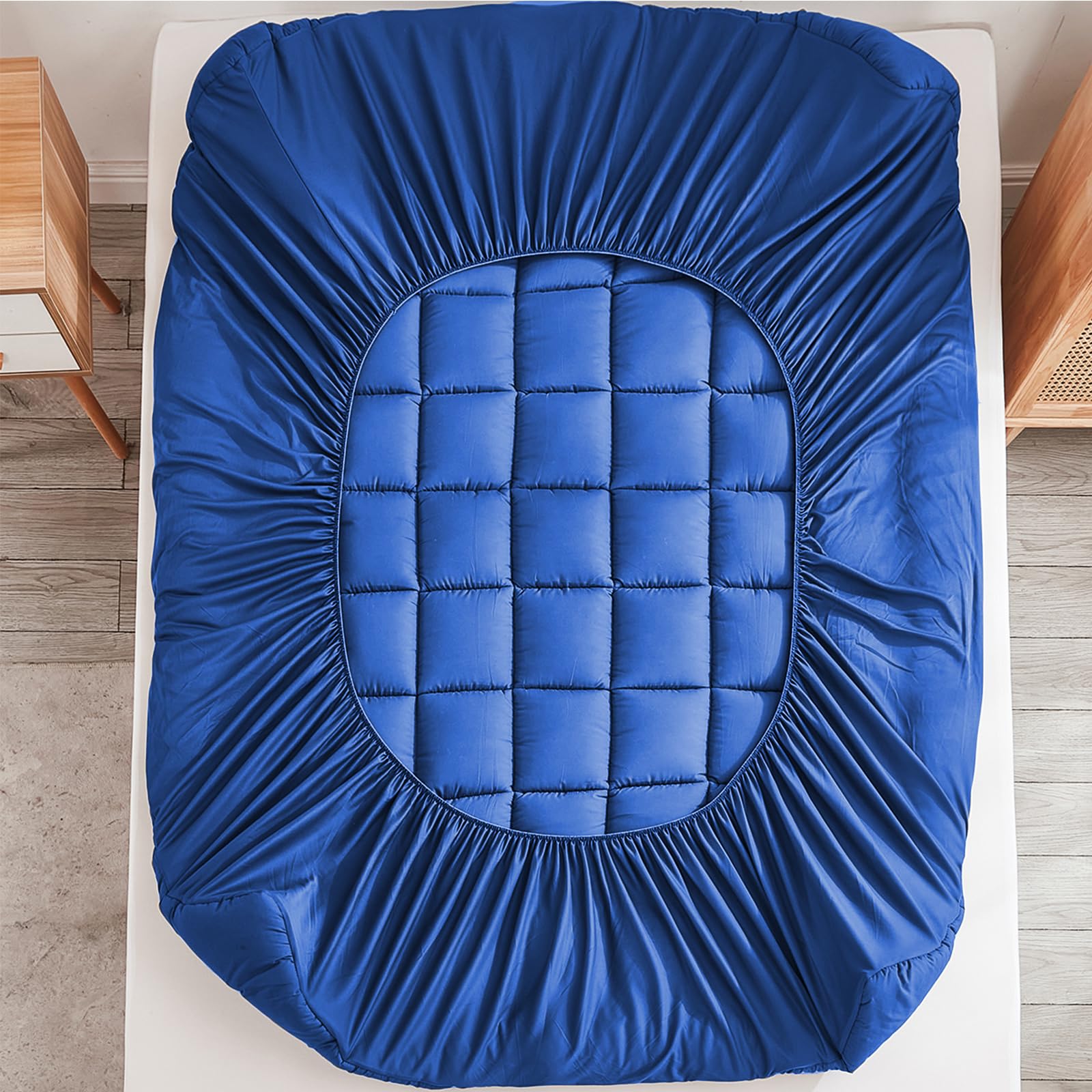 Mattress Pad - Soft And Breathable Mattress Protector Cover - Pillow Topper With Stretches To 18    Deep Pocket Fits Up To 8   -