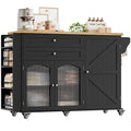 Finetones Kitchen Island With Storage, Rolling Kitchen Island On Wheels With Wood Drop Leaf Countertop, Island Table Bar Cart Wi