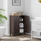 Super Deal Modern Bathroom Floor Storage Cabinet With Adjustable Shelf And Double Door Rust Proof, Living Room Modern Home Furniture Storage Organizer Cabinet, Brown