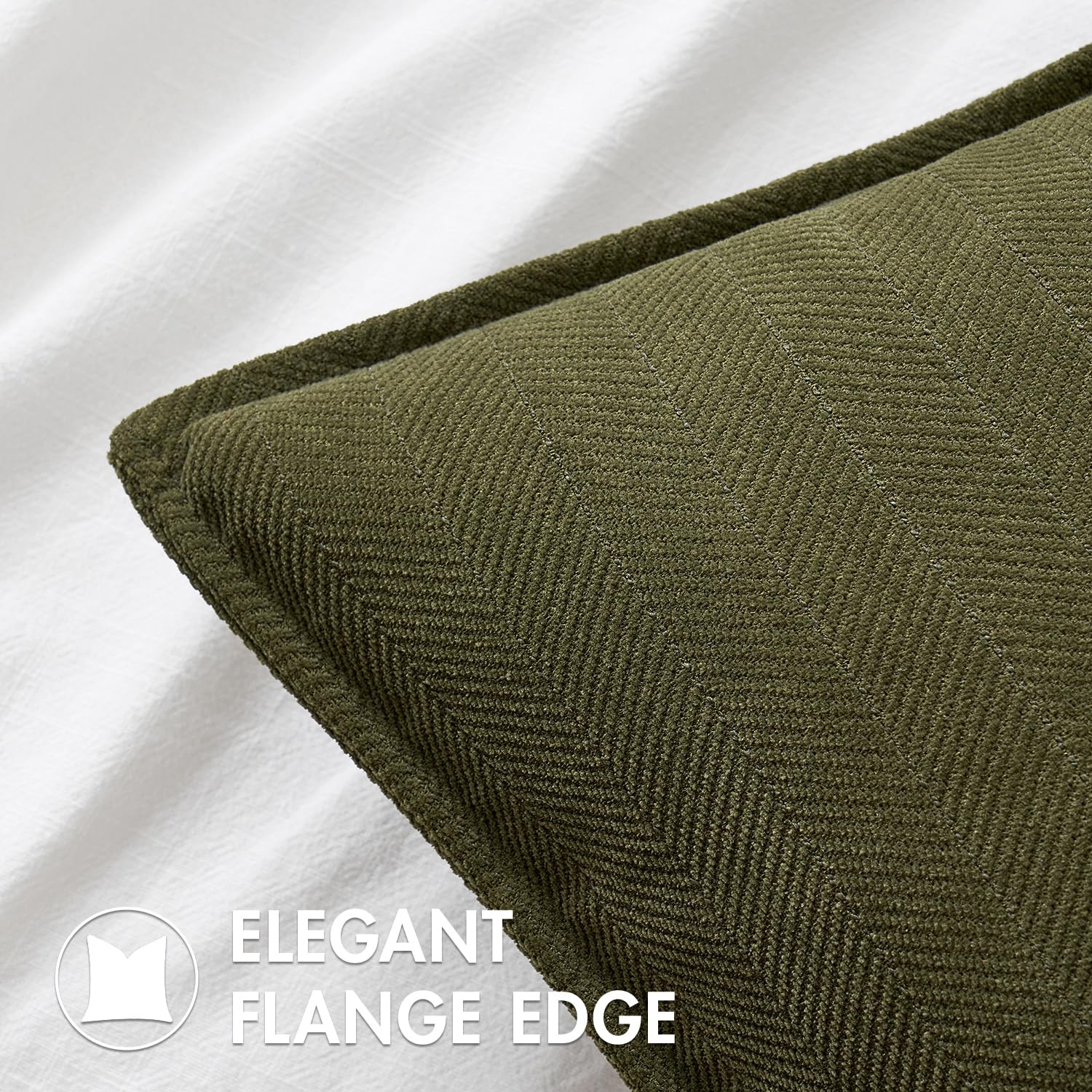 Miulee Pack Of 2 Olive Green Decorative Pillow Covers 18X18 Inch Soft Chenille Luxurious Couch Throw Pillows Farmhouse Cushion Covers With Elegant Design For Sofa Bedroom Living Room Home Decor