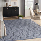 Nourison Versatile Indoor/Outdoor Denim Blue 7' X 10' Area Rug, Easy Cleaning, Non Shedding, Bed Room, Living Room, Dining Room, Deck, Backyard, Patio, High Traffic Area (7X10)