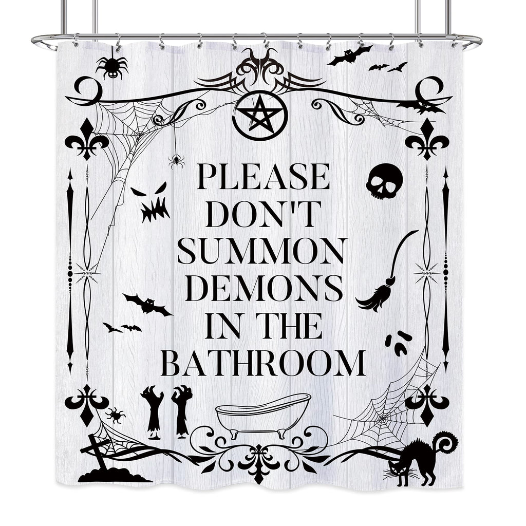 Laifzere Funny Toilet Rules Shower Curtain Gothic Halloween Goth Witchy Shower Curtain For Bathroom Skull Skeleton Farmhouse Bat