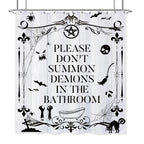 Laifzere Funny Toilet Rules Shower Curtain Gothic Halloween Goth Witchy Shower Curtain For Bathroom Skull Skeleton Farmhouse Bat