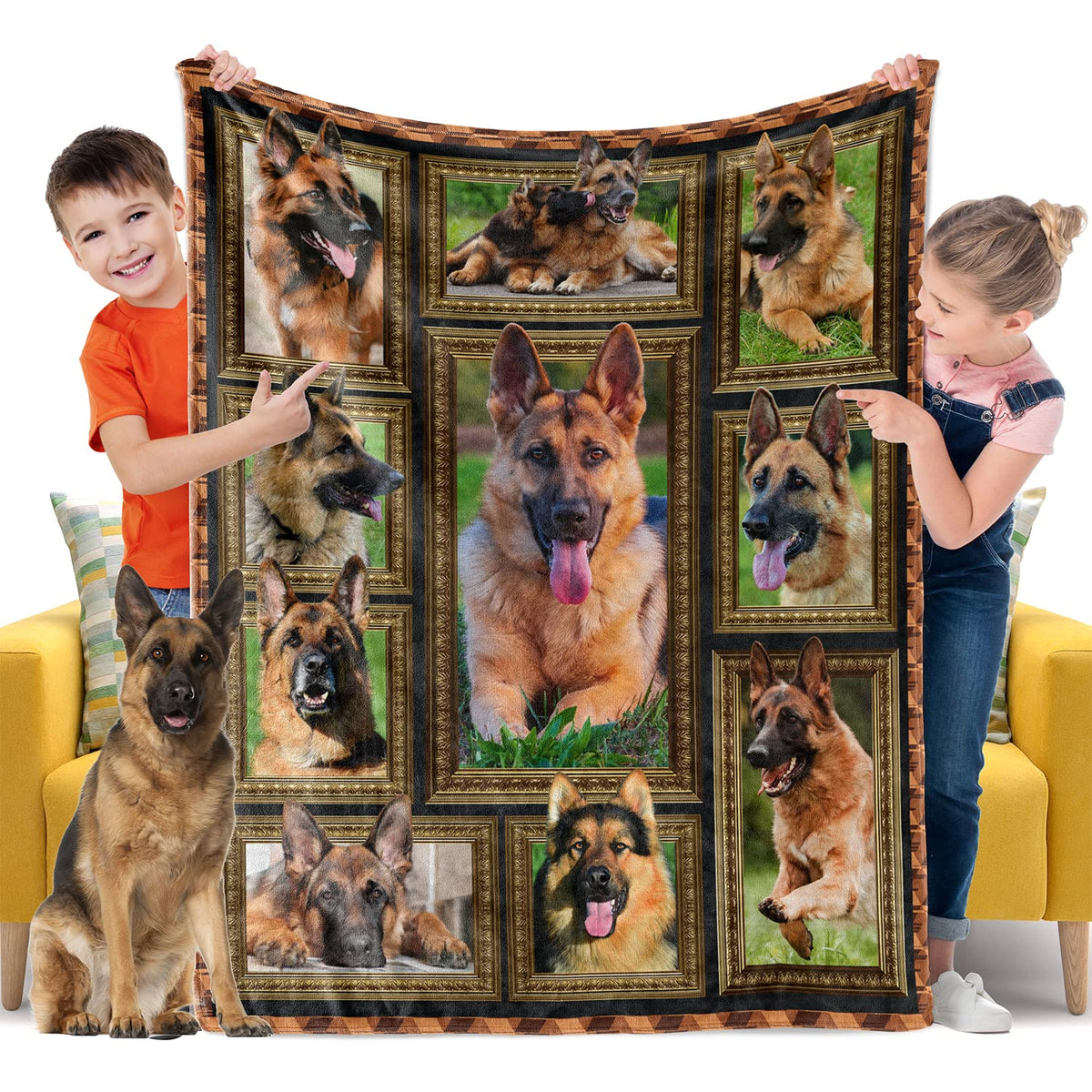 German Shepherd Blanket For Kids, Cute Soft Cozy Warm Flannel Throw Blanket For Girls Boys, 40' X 50' Toddler Baby Blankets An