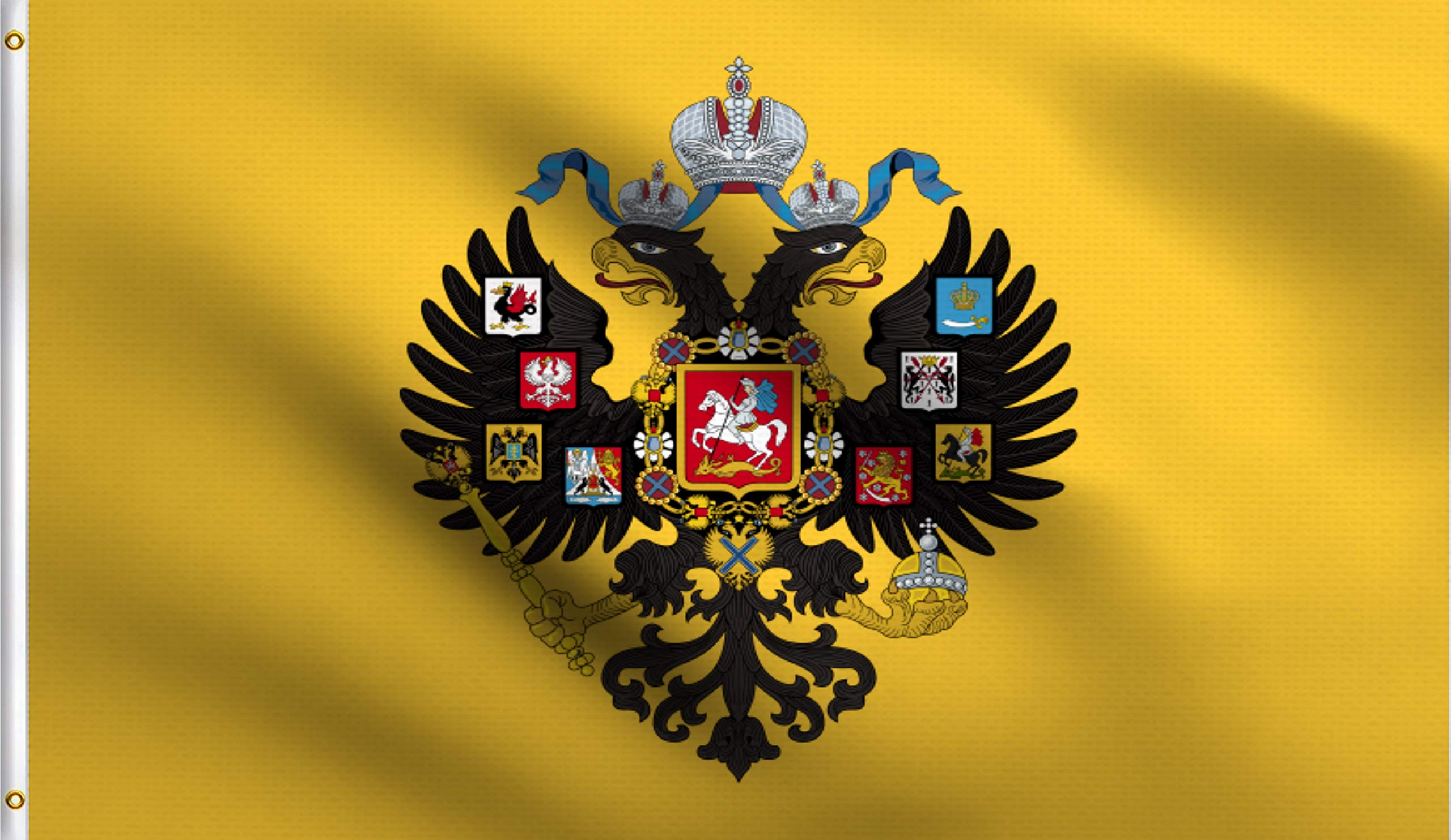 Dmse Imperial Russia Wwi Royal Russian Flag 3X5 Ft Foot 100% Polyester 100D Flag Uv Resistant (3' X 5' Ft Foot)