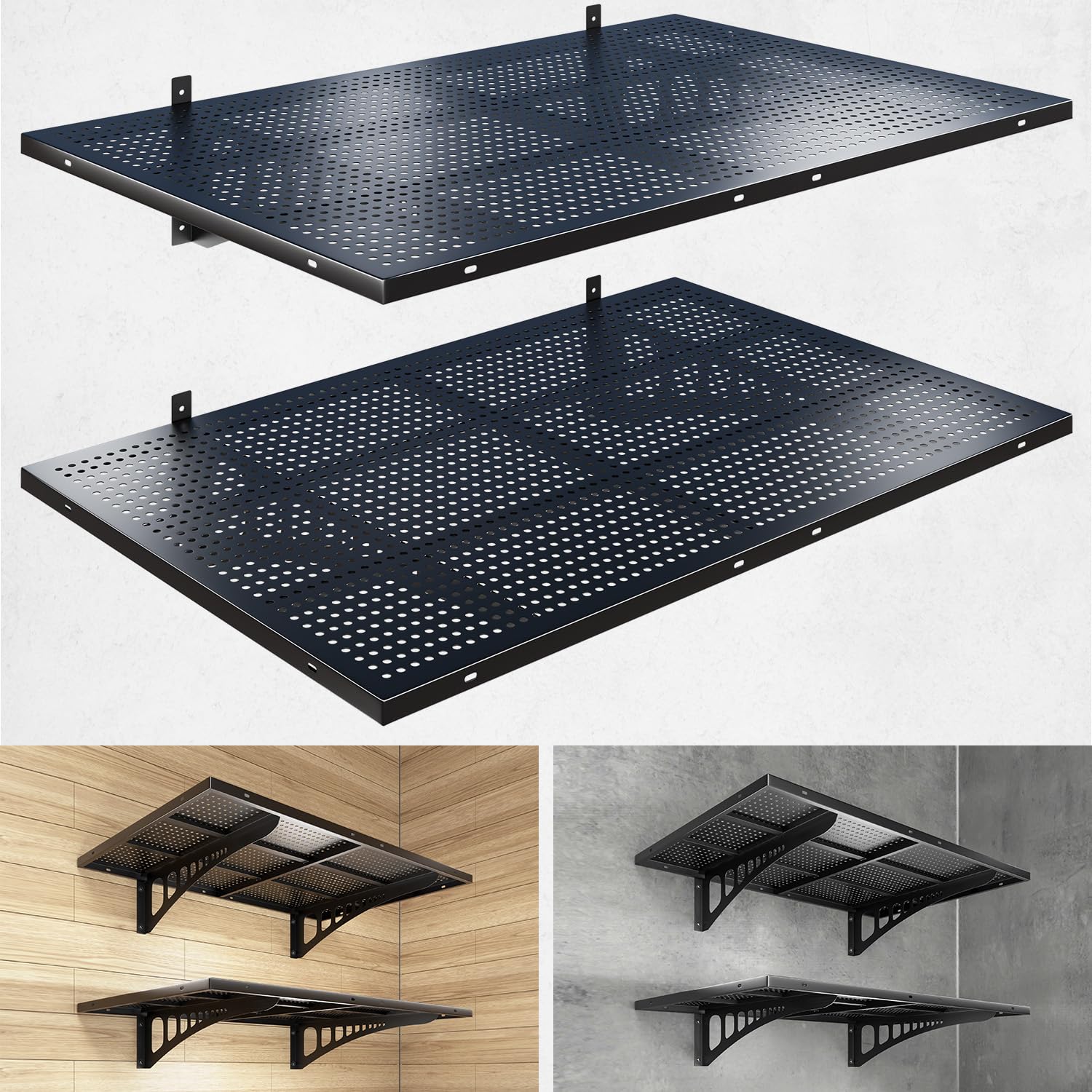 YIFRO 2-Pack 2x3ft Heavy Duty Garage Wall Shelving, 500 lbs Load Capacity, Garage Shelving Wall Mounted, Garage Storage Rack wit