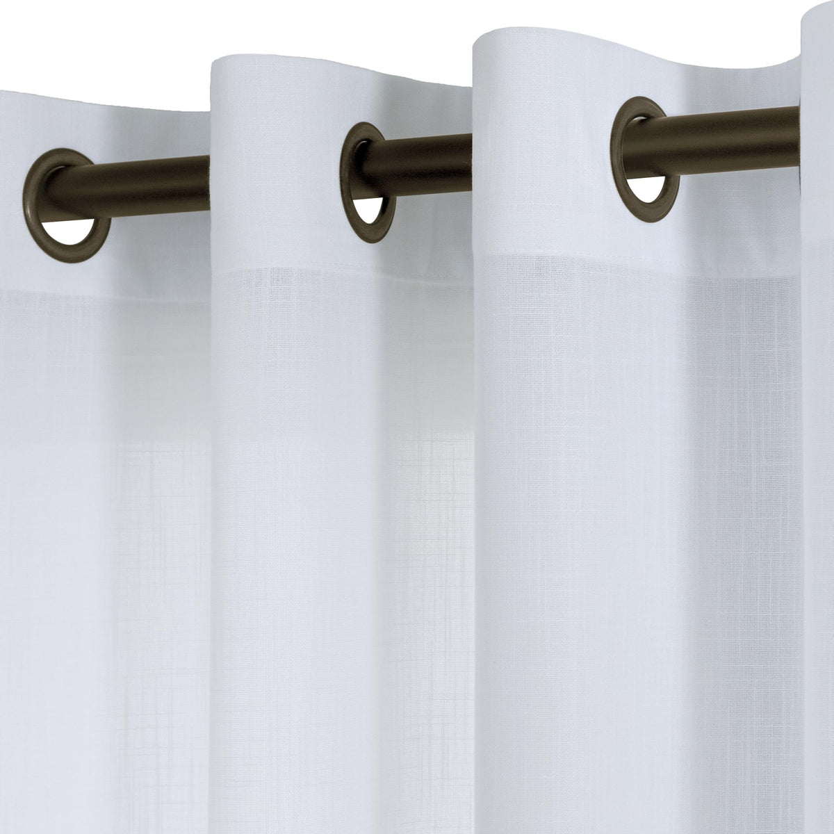 Koufall White Curtains 120 Inches Long For Living Room 2 Panels Set Copper Grommet Faux Linen Drapes Sheer Curtains 120 Inch Len