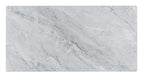 Lilola Home Landon Coffee Table with Glass Gray Marble Texture Top and Bent Wood Design