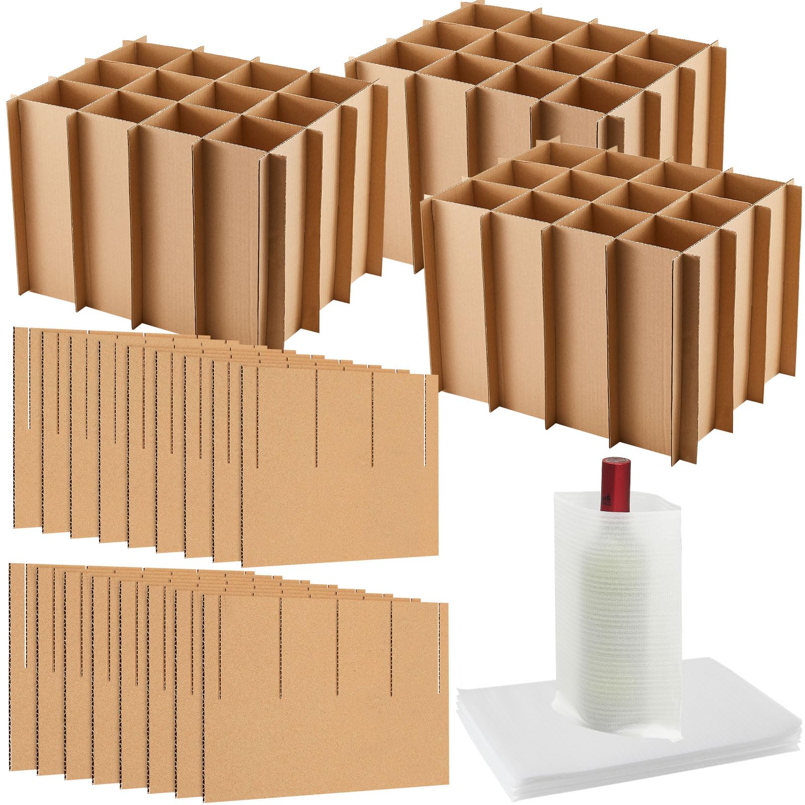 2 Sets Moving Box Glasses Divider Kits For Kitchen Dish Glassware Packing Shipping Storage Include Corrugate Cell Dividers, Foam