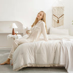 Andency Pink Full Size Comforter Set With Sheets - 7 Pieces Boho Tassel Bed In A Bag Soft Lightweight Bedding Sets, Pink Fringe Bed Set With Comforter, Sheets, Pillowcases & Shams