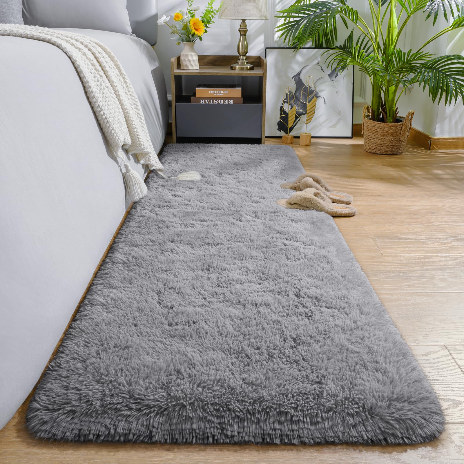 AROGAN Shag 2x6 Runner Rug for Bedroom, Washable Rugs Runners with Memory Foam for Hallways, Entryway Indoor Fluffy Throw Rug fo