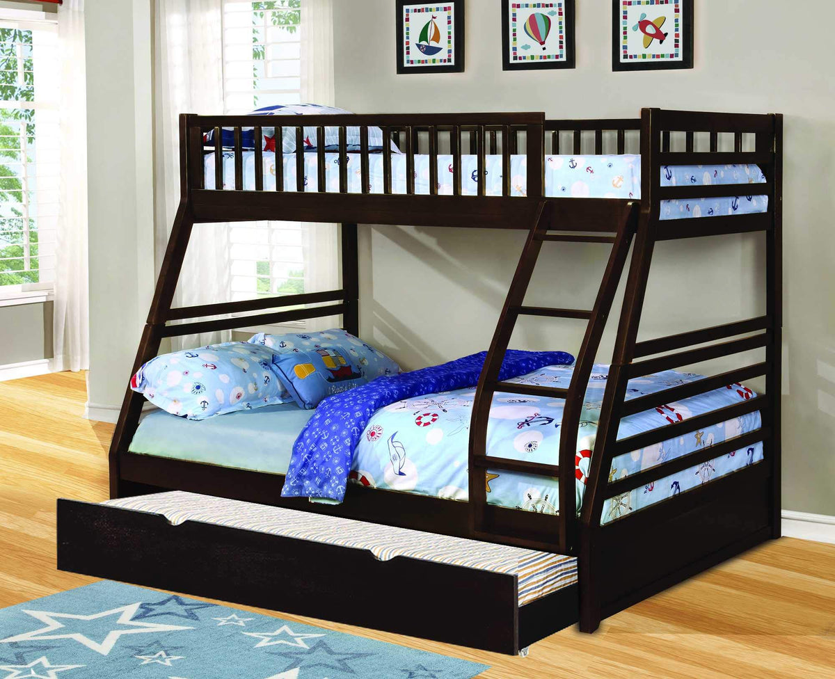 78'.75' X 42'.5-57'.25' X 65' Brown Manufactured Wood and Solid Wood Twin/Full Bunk Bed with Matching Trundle