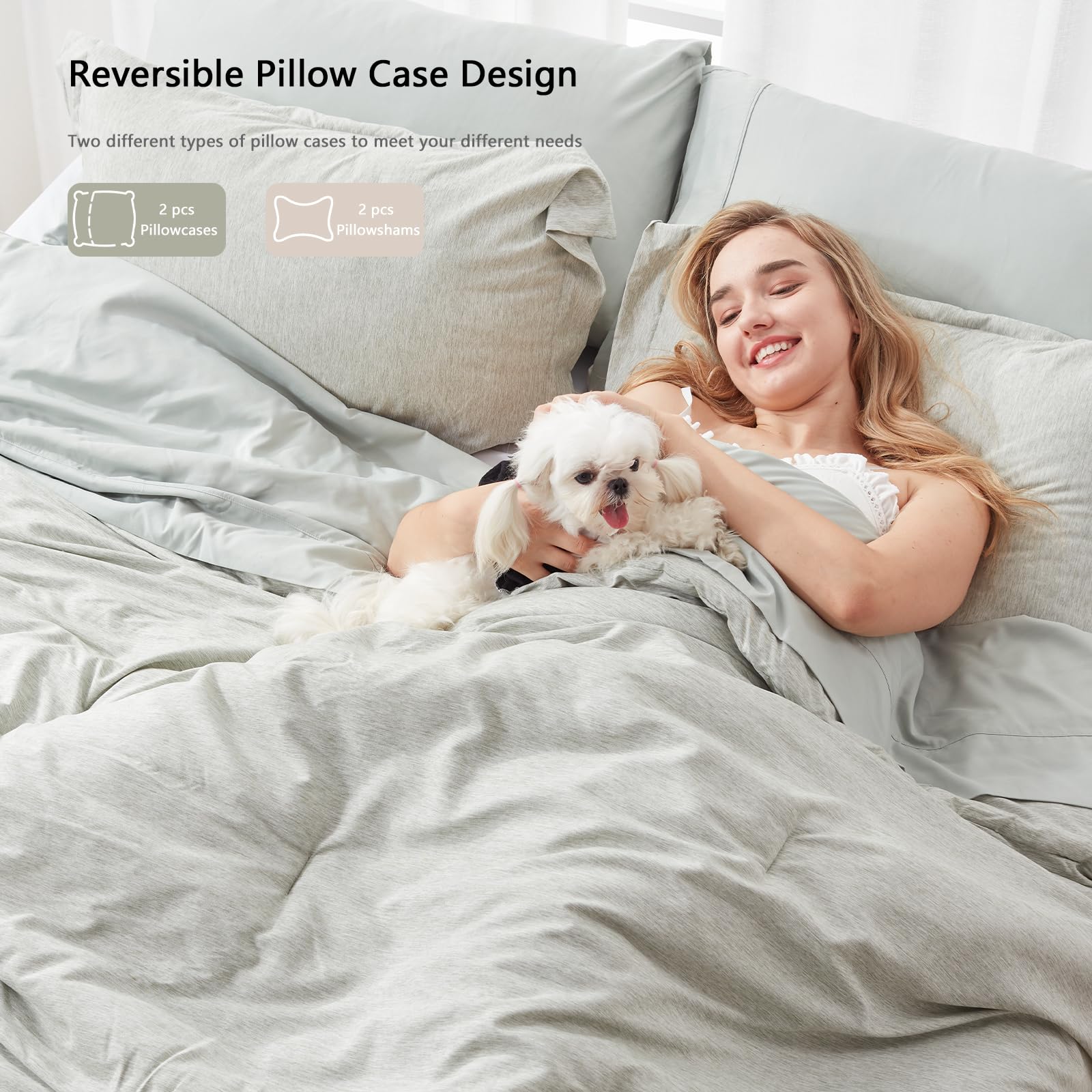 Unilibra 7-Piece Queen Comforter Set - Sage Green Cationic Dyeing Bedding Set With Comforter, Sheets, Pillowcases & Shams