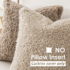 Foindtower 2 Pieces 22X22 Inch Light Khaki, Faux Fur Throw Pillow Cover Accent Sherpa Pillow Fuzzy Soft Pillowcases Sheepskin De