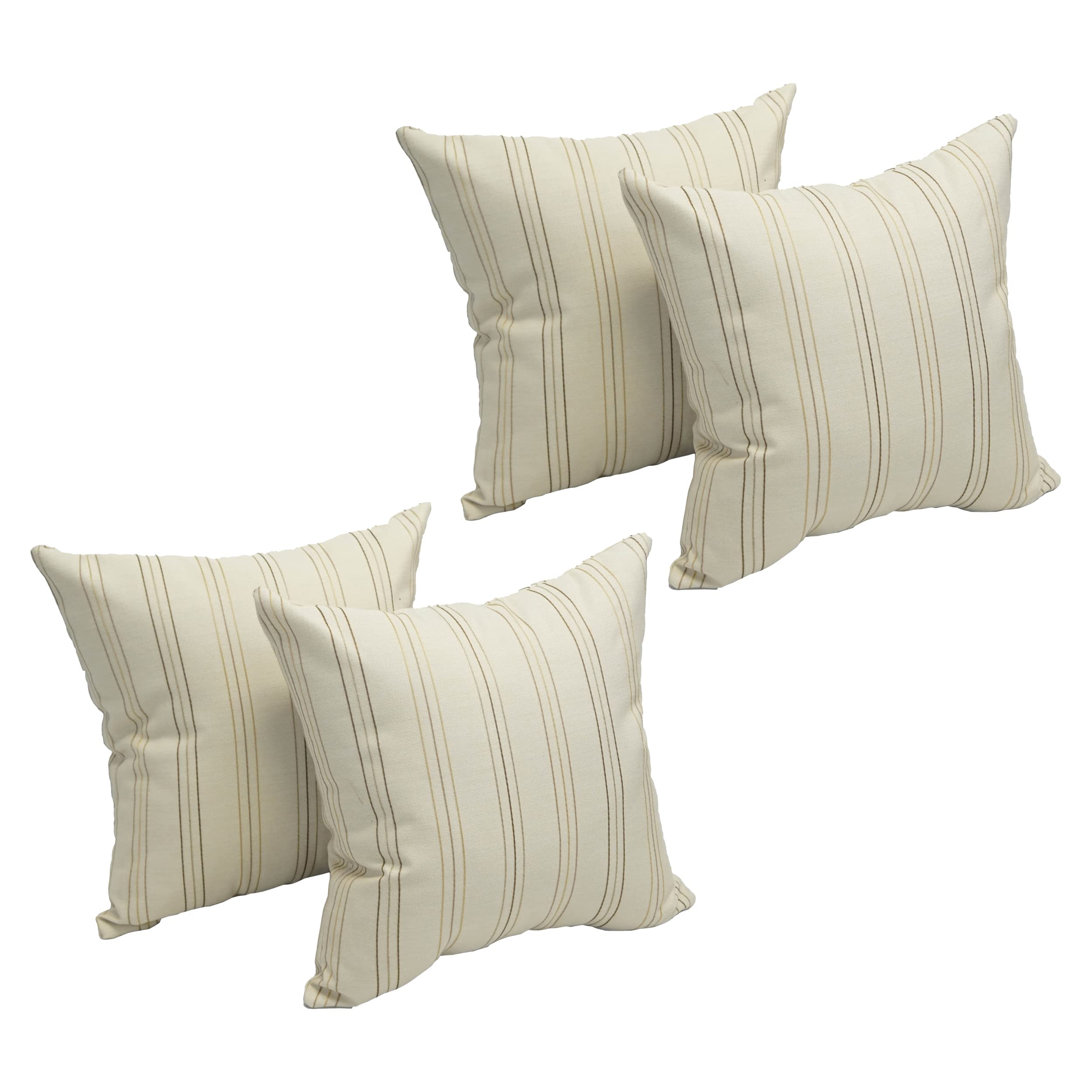 Blazing Needles Square Jacquard Throw Pillow, 17", Summer Pinstripe 4 Count