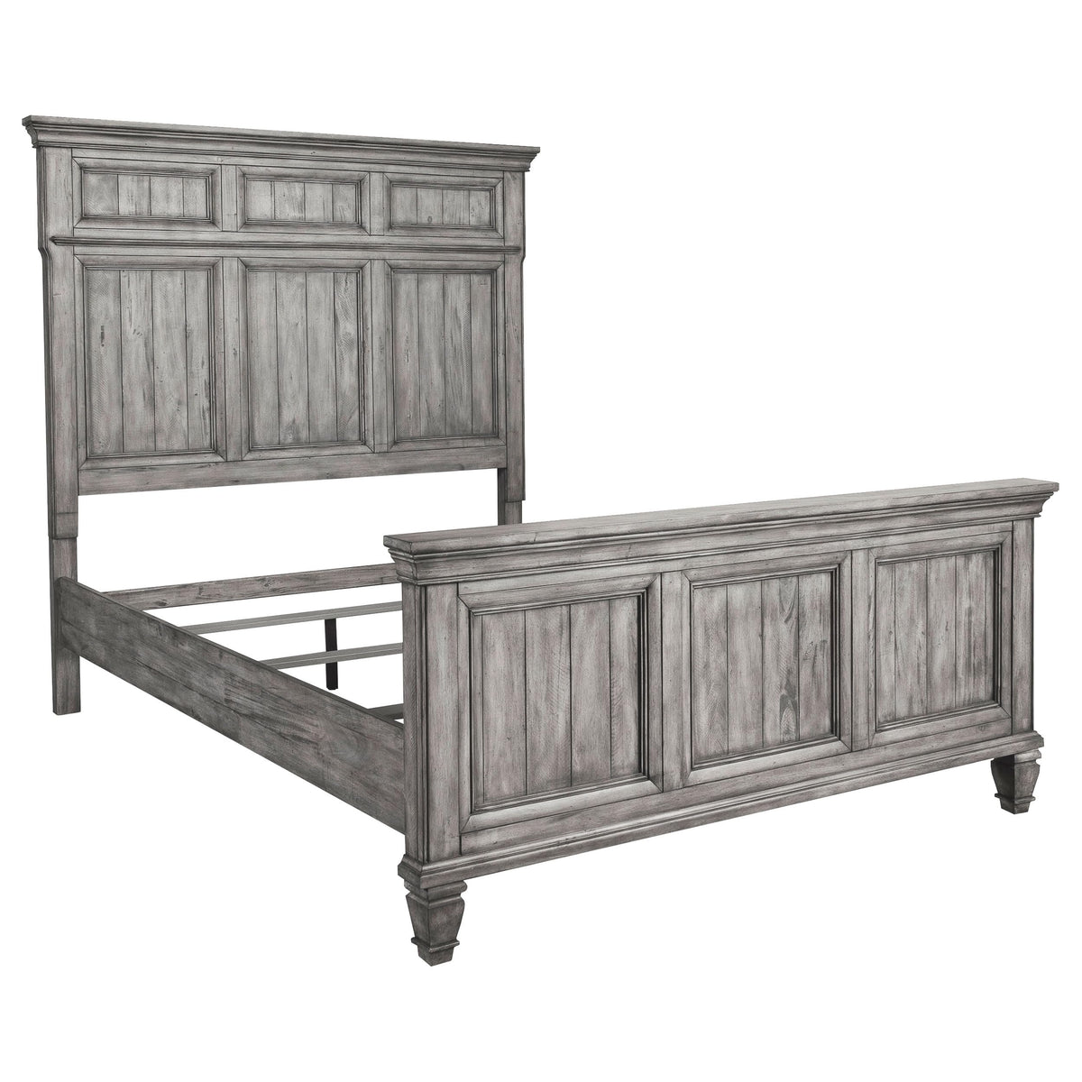 Coaster Home Furnishings Avenue Farmhouse Wood California King Size Panel Bed Frame 68-inch Headboard Weathered Grey 224031KW