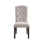 Acme Gerardo Fabric Tufted Dining Side Chair in Beige and Weathered Espresso