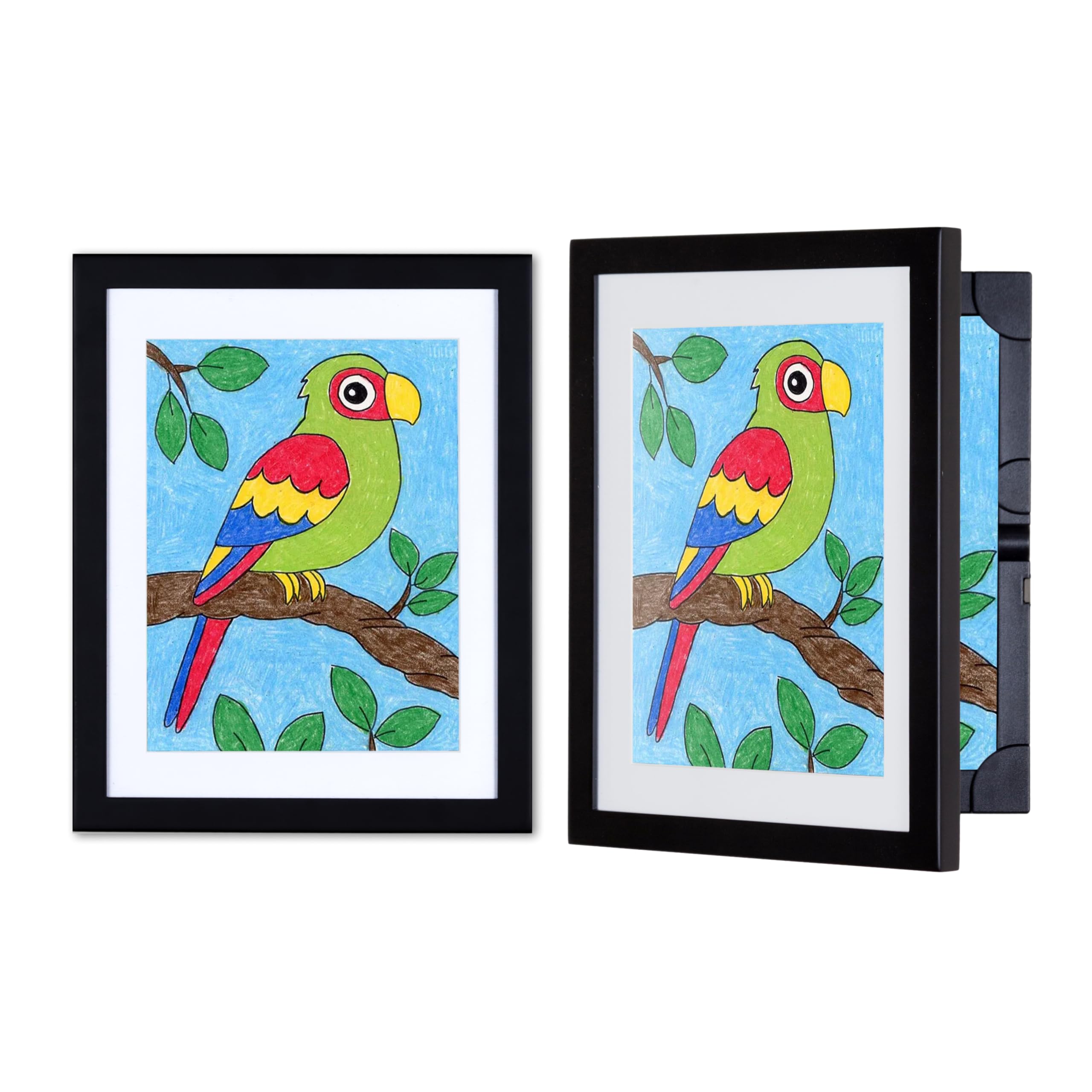 Lil DAVINCI Kids Art Frame Package, 2 EZ Store Wooden Frames, for 9x12 items, Black, Display Artwork, Prints & Certificates El