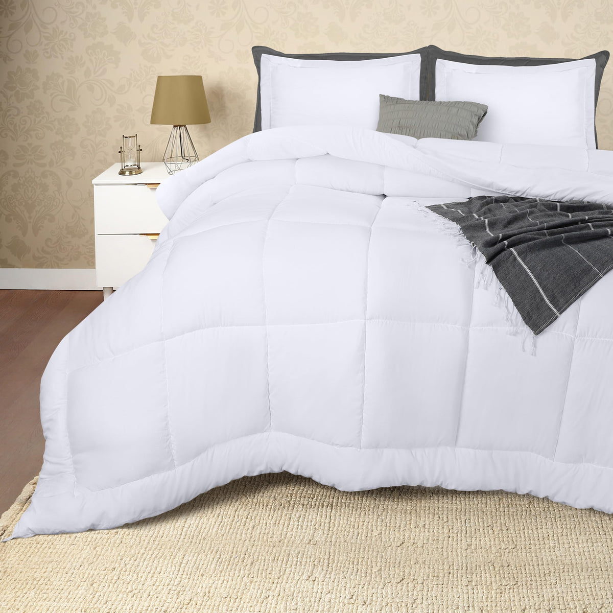 Utopia Bedding Queen Size Comforter Set With 2 Pillow Shams, Bedding Comforter Sets, Down Alternative White Comforter, Soft And
