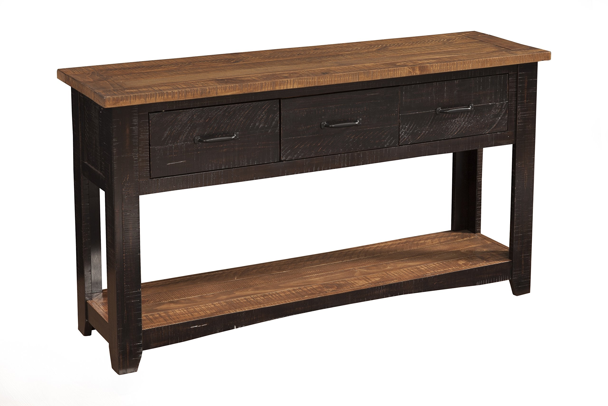 Martin Svensson Home Rustic Sofa Table, Antique Black And Honey Tobacco