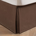 Miye Pleated Waffle Weave Bed Skirt, Tailored Dust Ruffle 12 Inch Drop Easy Fit, Machine Washable (Brown, Twin - 12'' Drop)