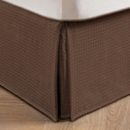 Miye Pleated Waffle Weave Bed Skirt, Tailored Dust Ruffle 12 Inch Drop Easy Fit, Machine Washable (Brown, Twin - 12'' Drop)