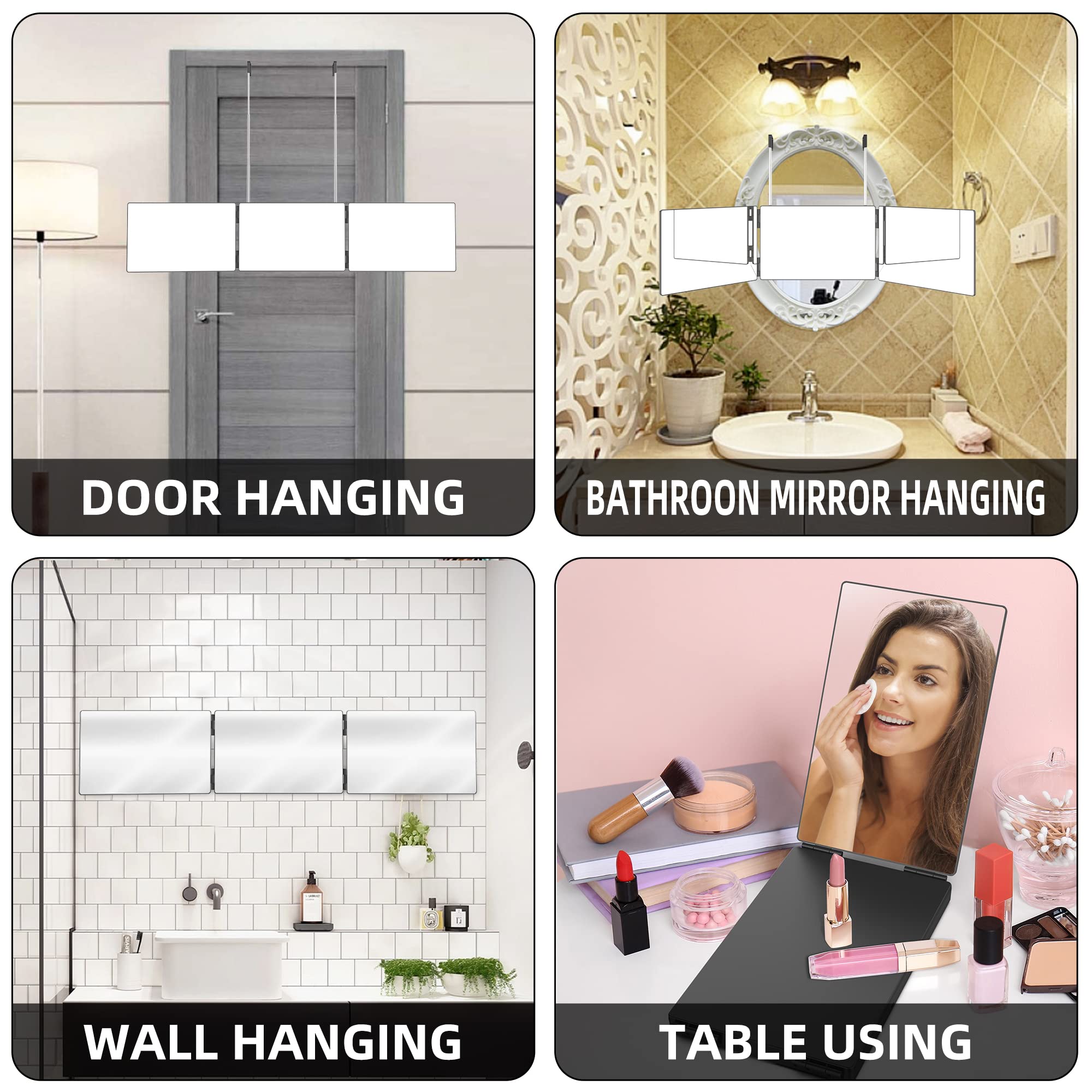 Glddao 3 Way Mirror For Hair Cutting Self 360 Trifold Barber Mirrors 3 Sided Hair Mirror To See Back Of Head Braiding Hair Hairc