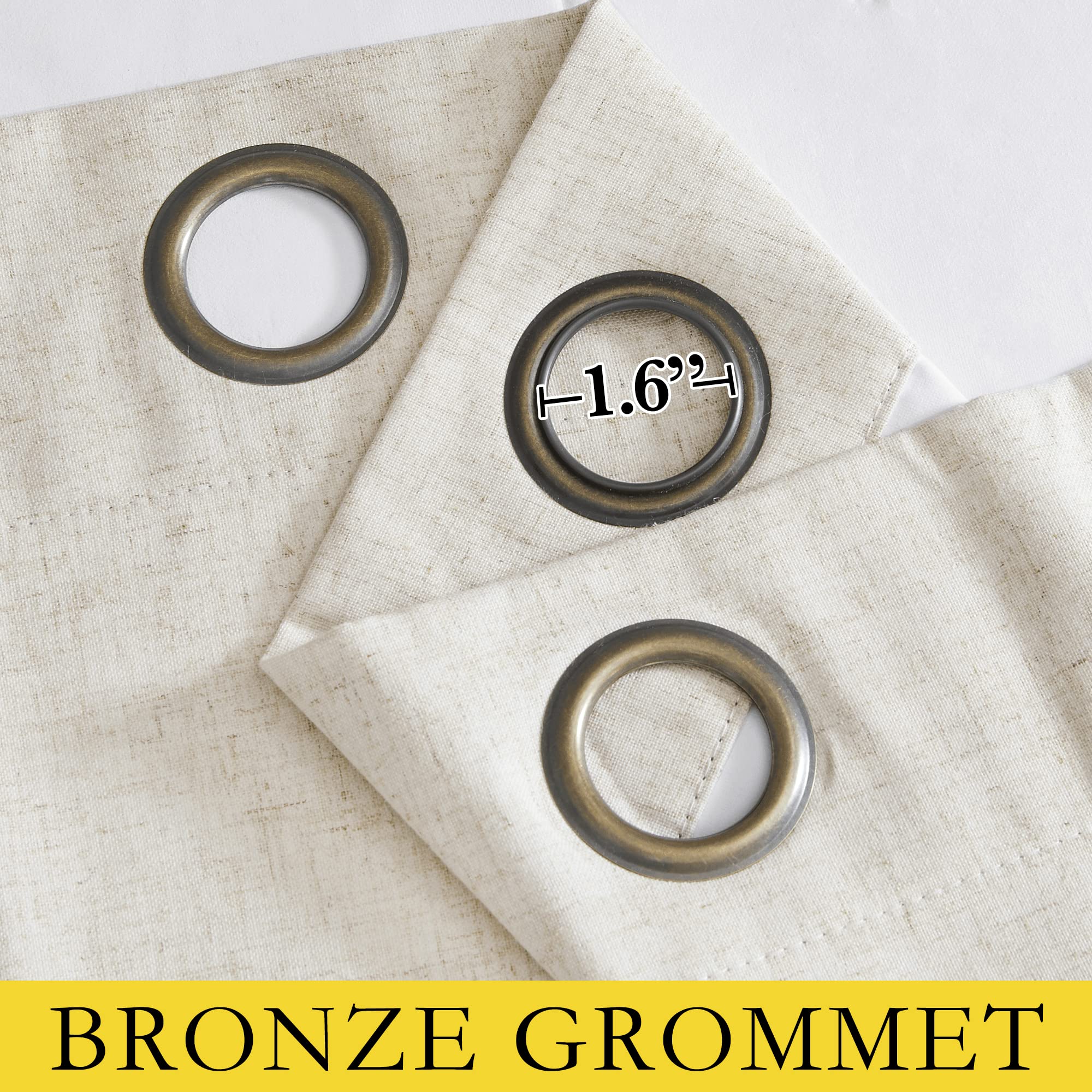 Nicetown Natural Bedroom Full Blackout Linen Curtain Panels Set Of 2, 52' By 72', Cold Reducing Thick Insulated Classic Grommet Blackout Draperies With White Thermal Insulated Liner For Windows