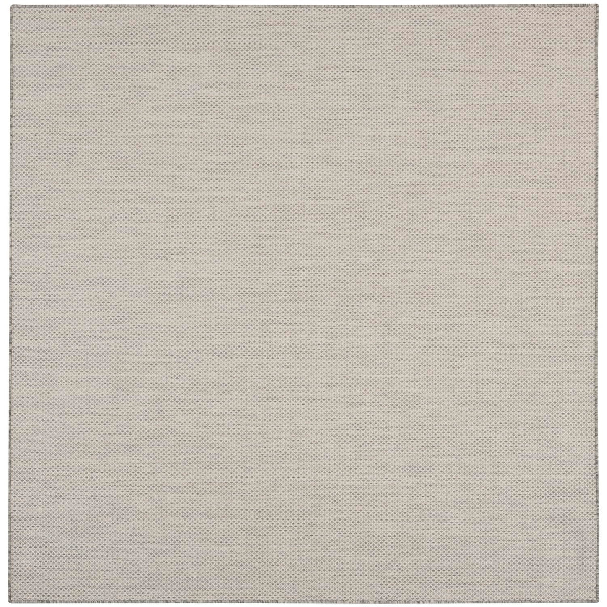 Nourison Courtyard Indoor/Outdoor Ivory/Silver 8' X Square Area Rug, Easy Cleaning, Non Shedding, Bed Room, Living Room, Dining