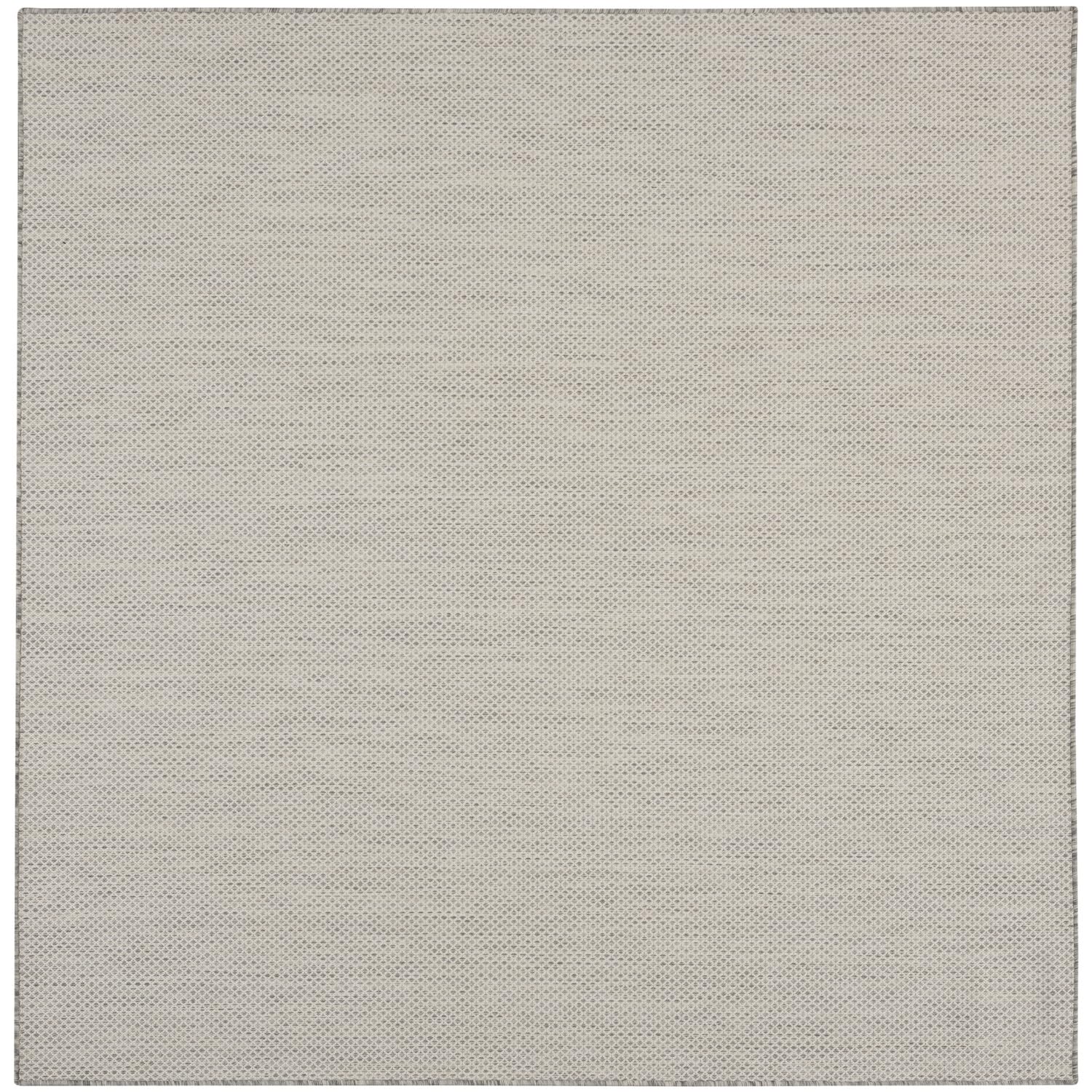 Nourison Courtyard Indoor/Outdoor Ivory/Silver 8' X Square Area Rug, Easy Cleaning, Non Shedding, Bed Room, Living Room, Dining
