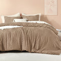 Litanika California King Comforter Set Taupe, 3 Pieces Tufted Boho Farmhouse Bedding Comforter Sets, Lightweight Fluffy Comforte