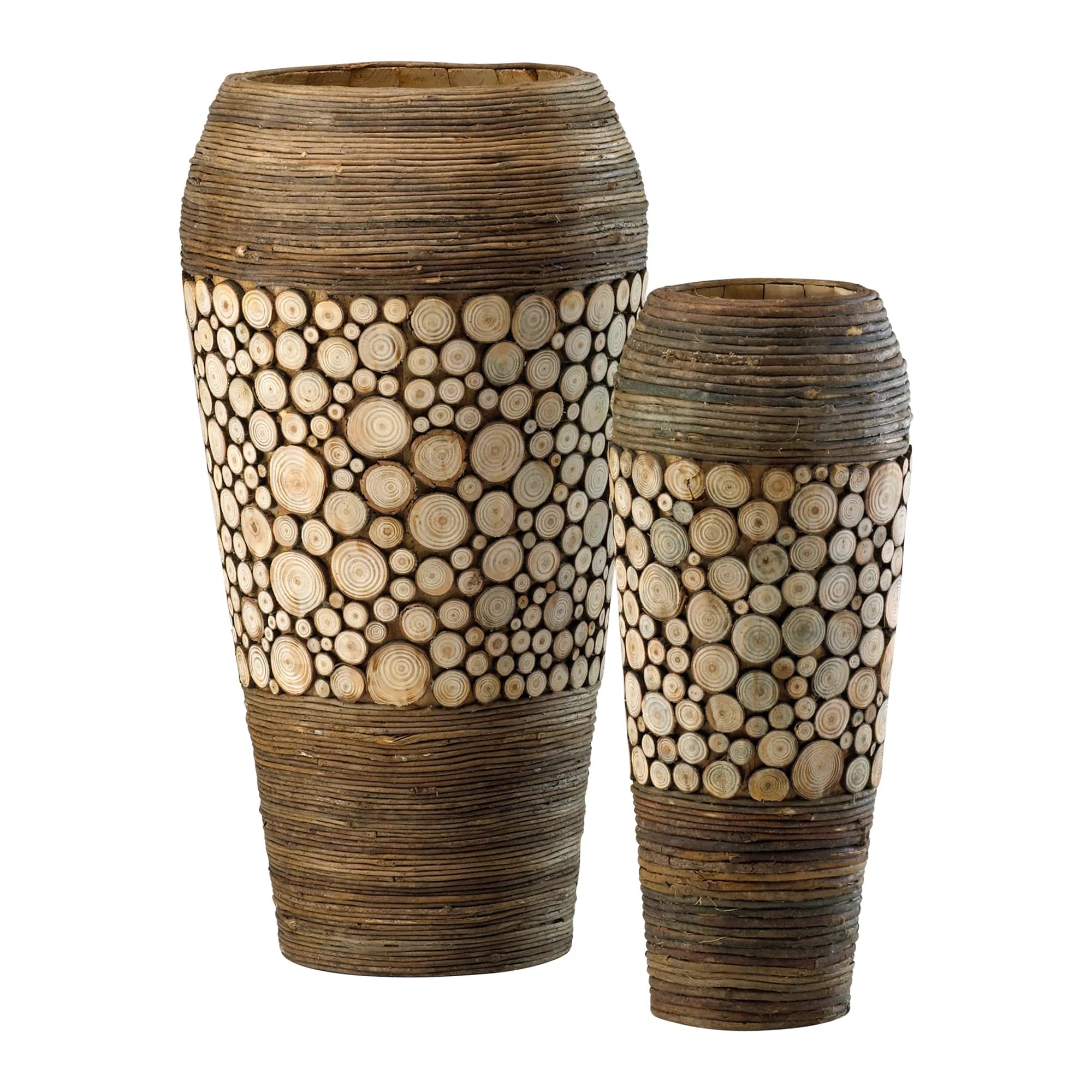 Cyan Design 02520 Wood Slice Oblong Vases Brown